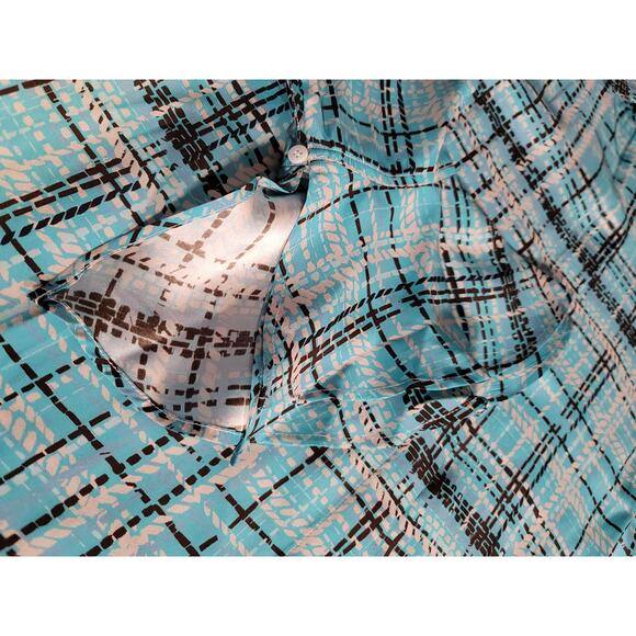Tyler Boe Ellery Silk Plaid Button Up  Bell Sleeve Multi Top Women's Size 12 - Picture 6 of 10